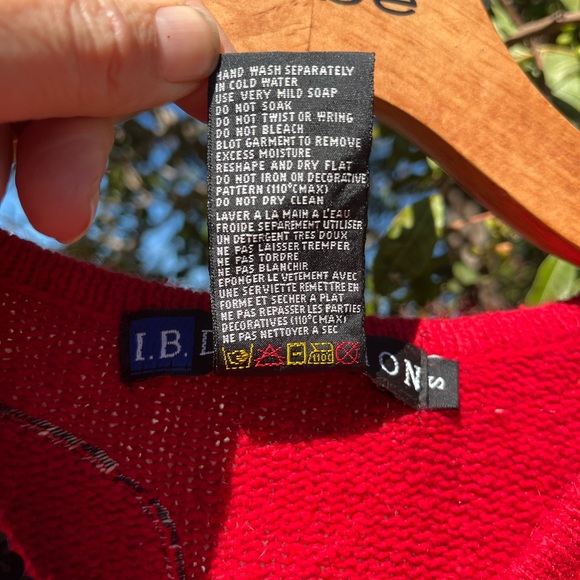 Vintage I B Diffusion Bright Red Christmas Sweater, Silk/Angora blend, Size S - Picture 4 of 15